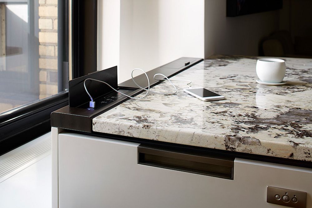 Home Kitchen Interior Design by MDfx Within mobile usb charging station hidden in carrera marble countertop